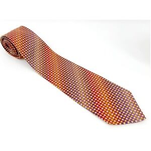 Fratelli Moda Mens Silk Tie Made in Italy Orange Purple Burgundy Geometric Dot